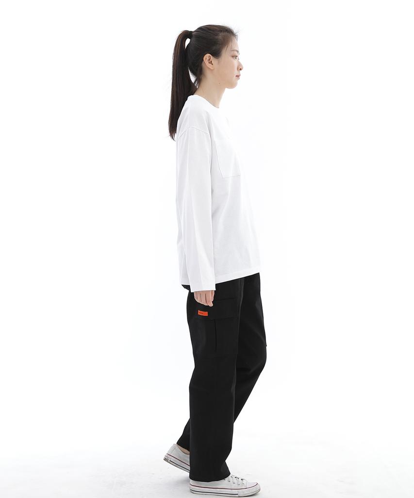 Seinteukeulu Twill Cotton Semi-Wide Cargo Pants Cs-301C Black