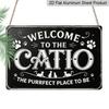 2D Flat Decorative Signs & Plaques Vintage Style Aluminum Sign Wall Art - "Welcome To The CATIO" Cat-Themed Decor with Paw Prints & Inspirational