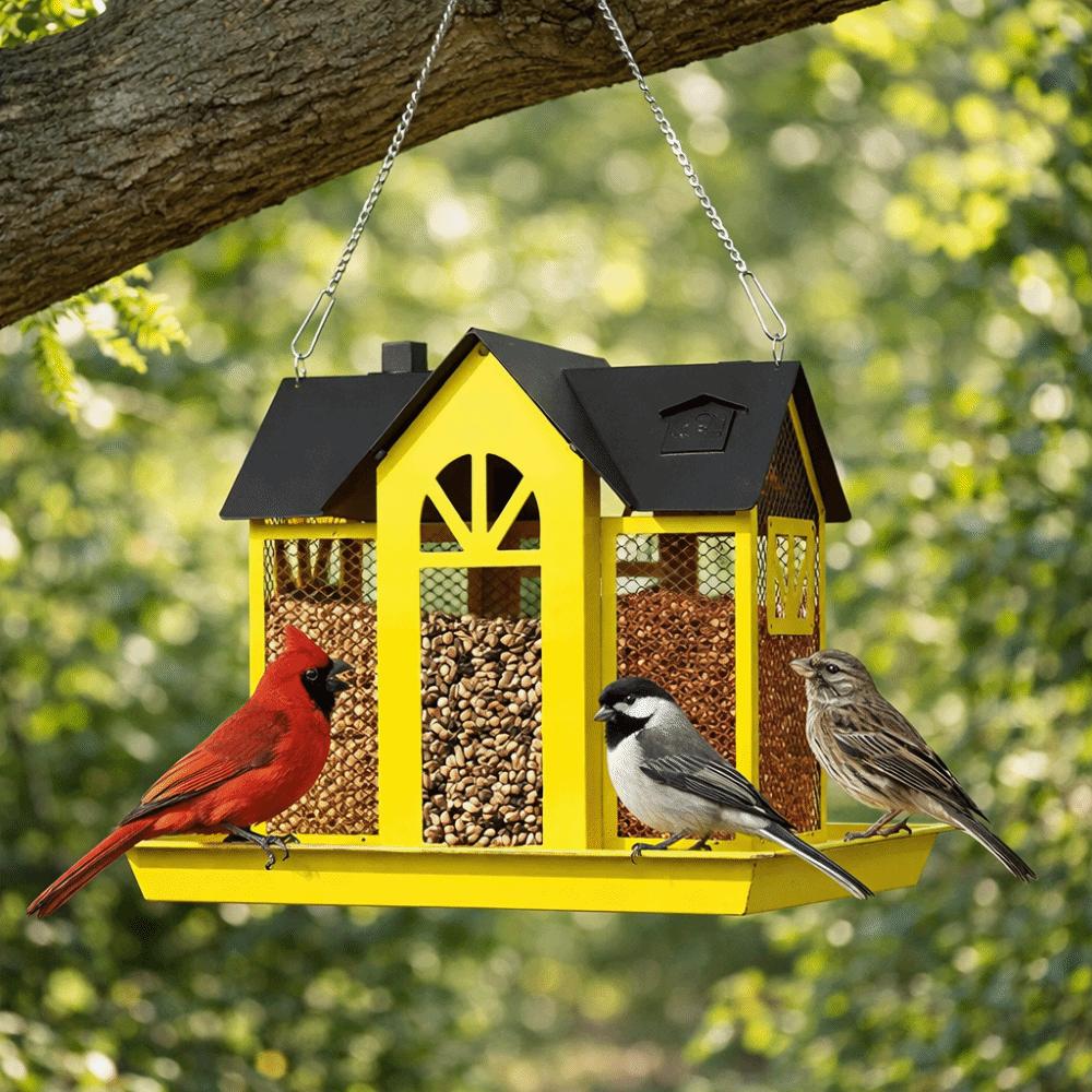 Metal Wild Bird Feeder Large Capacity Bird Feeding Station Hanging Bird Feeder  Outdoor Yard