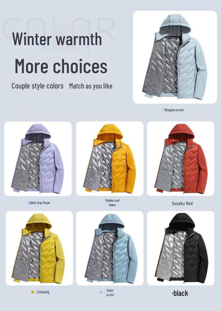Men's & Women's Hooded Graphene Down Jacket - 90% Goose Down, Lightweight, Fashionable, Warm, Casual Couple Style for Autumn/Winter