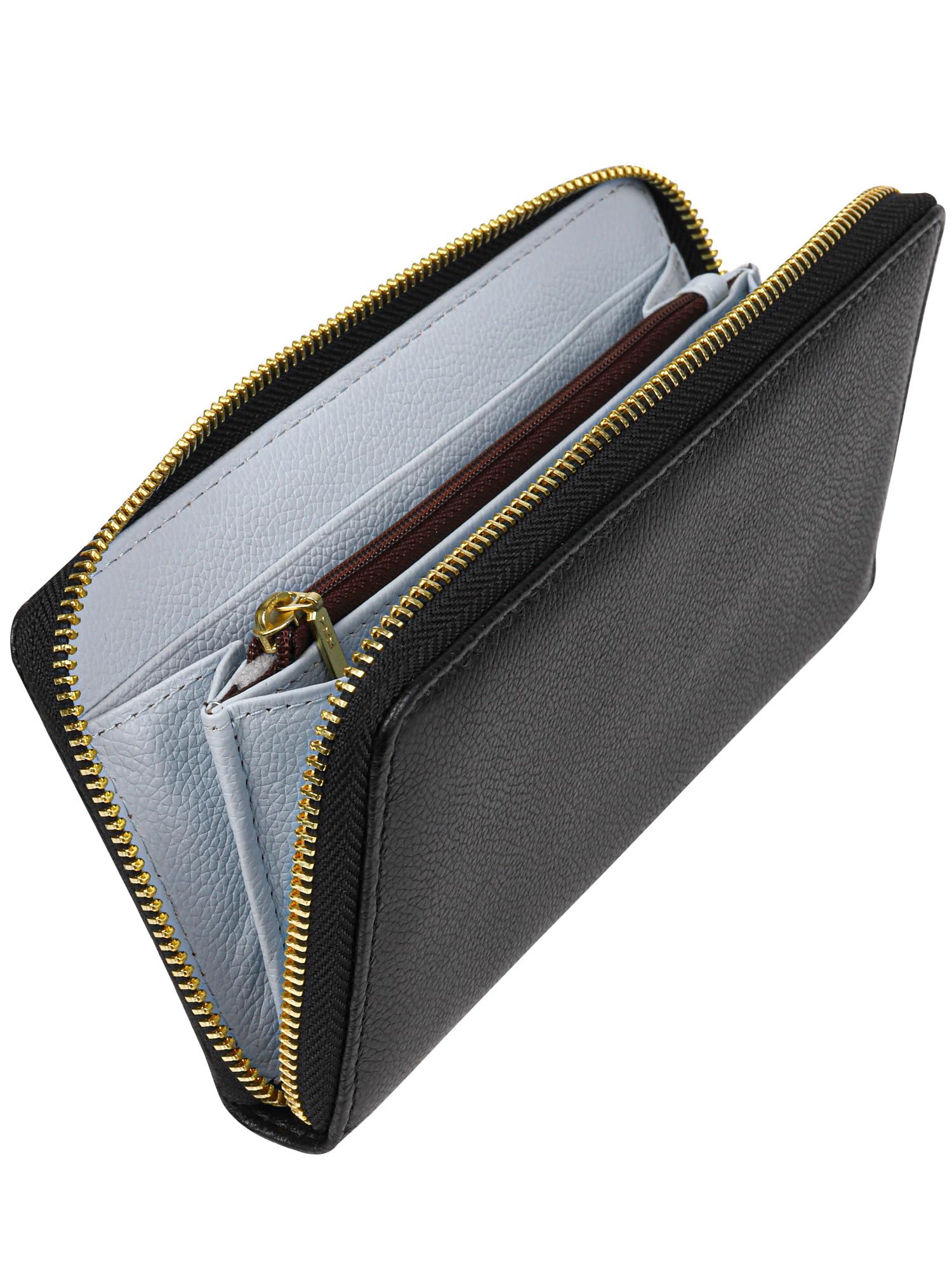

Long Genuine Large Black x Sky Blue [Mura] Women s Wallet, Bicolor, Leather, Capacity,