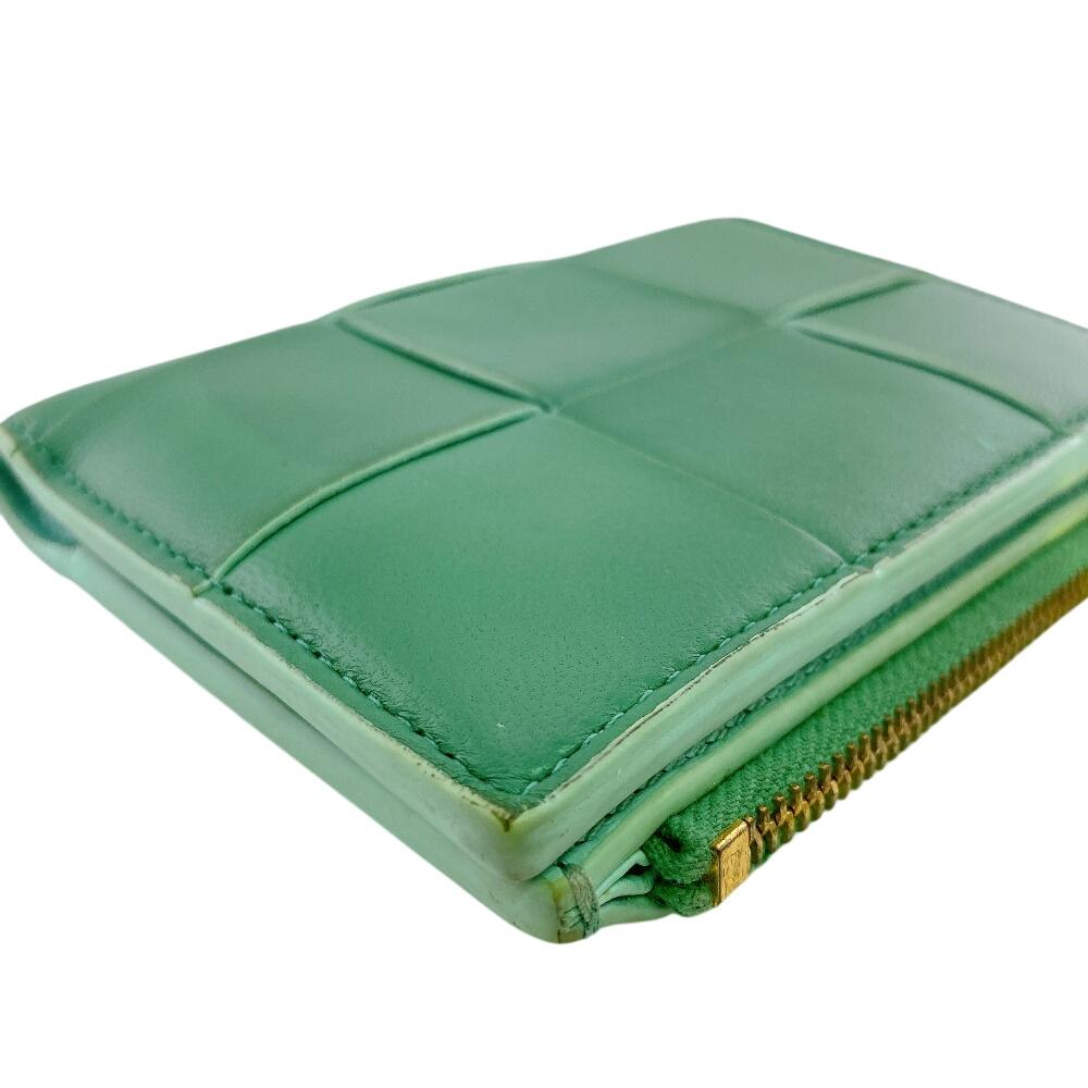 BOTTEGAVENETA leather cassette Bifold Wallet green leather Used