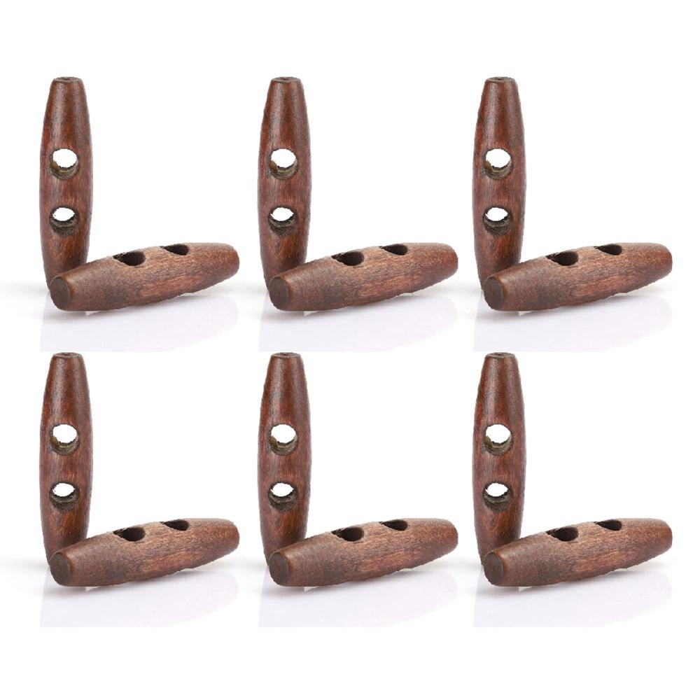 50Pcs Dark Coffee Wood Toggle Buttons Olive Shape Sewing Buttons 2 Holes Buttons DIY Clothing