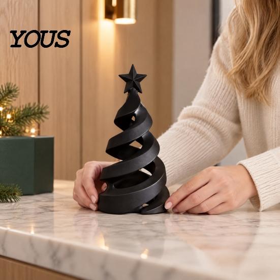 Minimalist Winter Seasonal Accents 3D Printed Christmas Tree Candle Holder, Spiral Small Shaped Modern Holiday Atmosphere Lighting Tealight