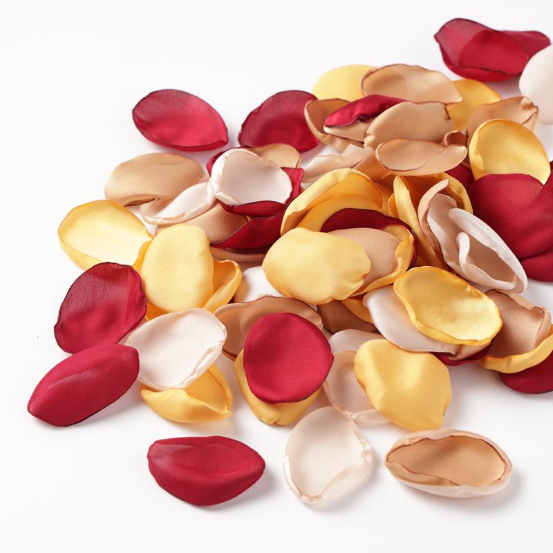 200 Silk Rose Petals, Burned Edge, Handmade, Cream Glow, Wedding Decor