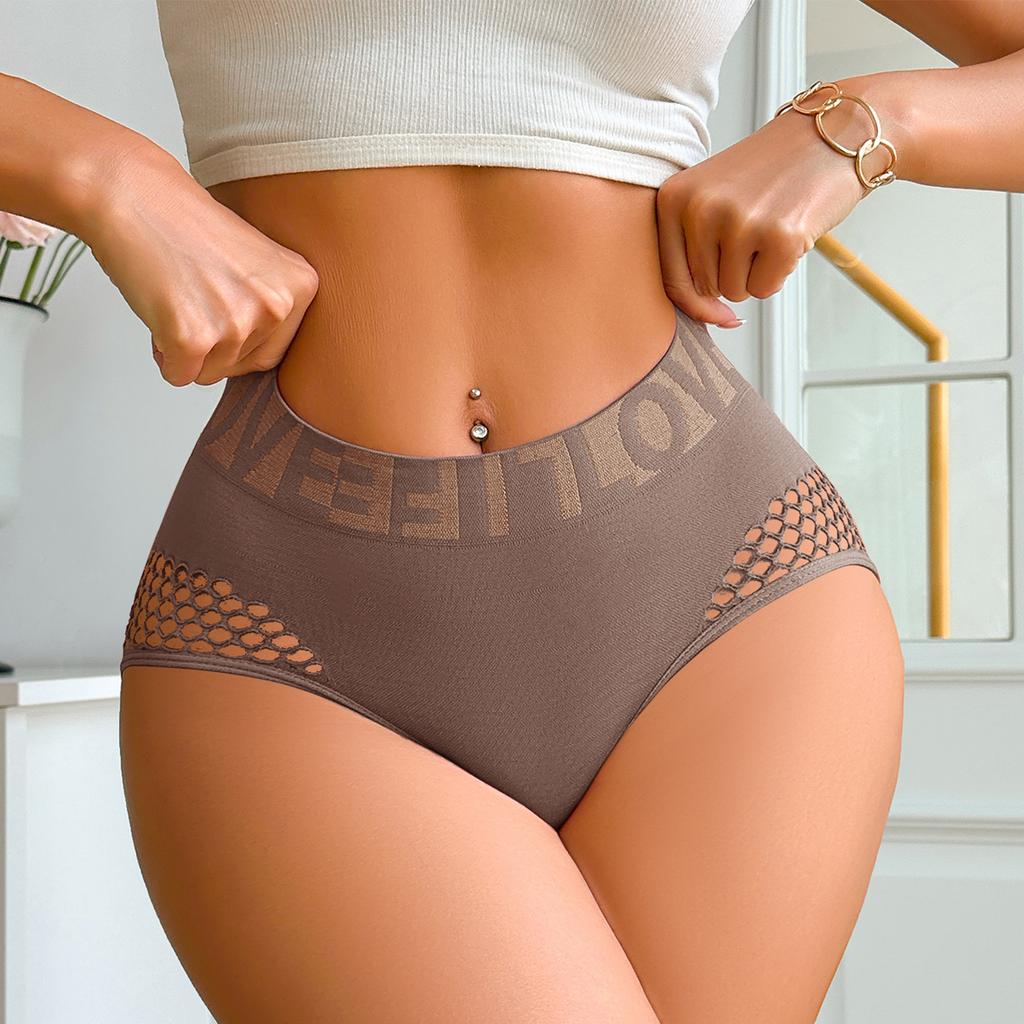 High Waist Seamless Briefs for Women Soft Stretch Underwear Breathable Mesh Design Comfortable Fit Panties Pack