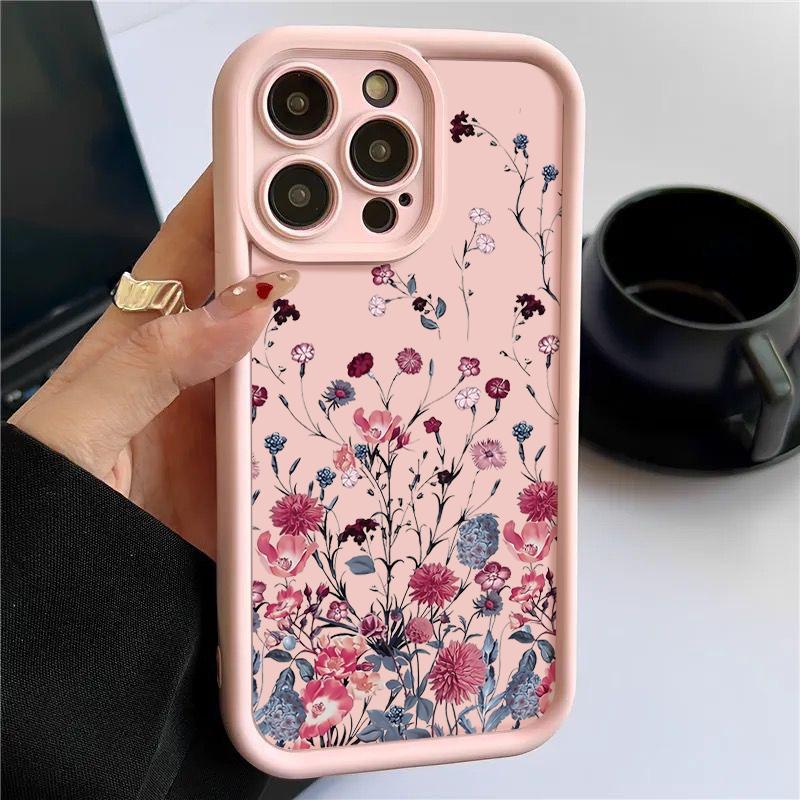 Shockproof Soft TPU Case For iPhone 17 16E 16 15 Pro Max 14 Plus 13 12 11 Pro Max Air Flower Pattern Silicone Phone Cover