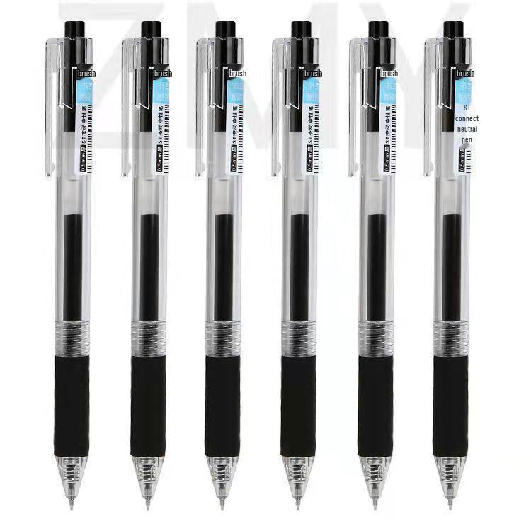 ST Nib Push-Action Gel Brush Pen, Black Refill - Smooth & Durable with Soft Silicone Grip, Ideal for Students.