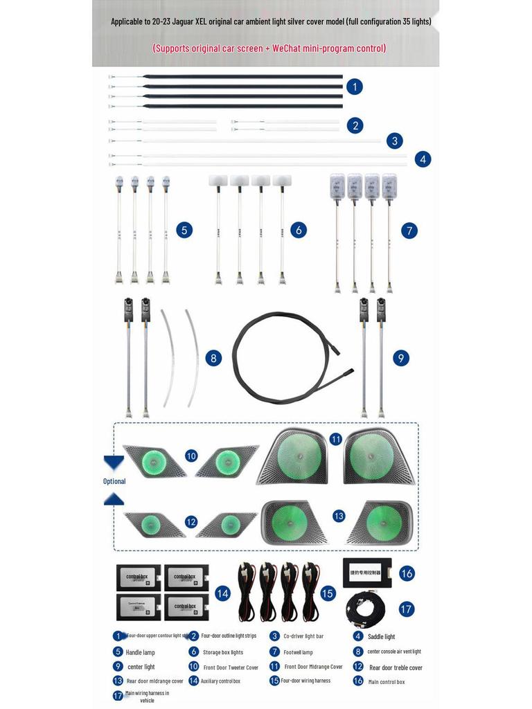 Jaguar XFL/XJL Colorful Ambient Light Speaker Cover for Car Interior