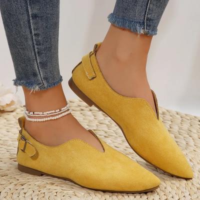 Kadın Loafer'lar Retro Sivri Burun Süet düz ayakkabı Yaz rahat ayakkabılar üzerinde Kayma Kadın Ayakkabı Zapatos De Mujer Artı Boyutu 35-43