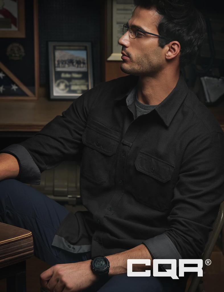 [CQR] Shirt Long Sleeve Men's Regular Fit [Warmth, Thick, Durable] Flannel Winter Solid Flannel Shirt with Pocket 100% Cotton CQ-HOF103-JPBLK_XL