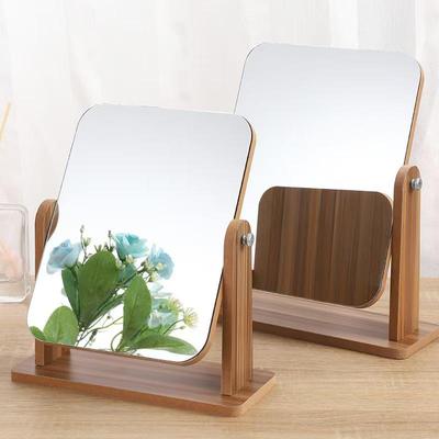 Wooden Swivel Makeup Mirror: High-Definition, Folding Desktop Mirror for Student Dorms