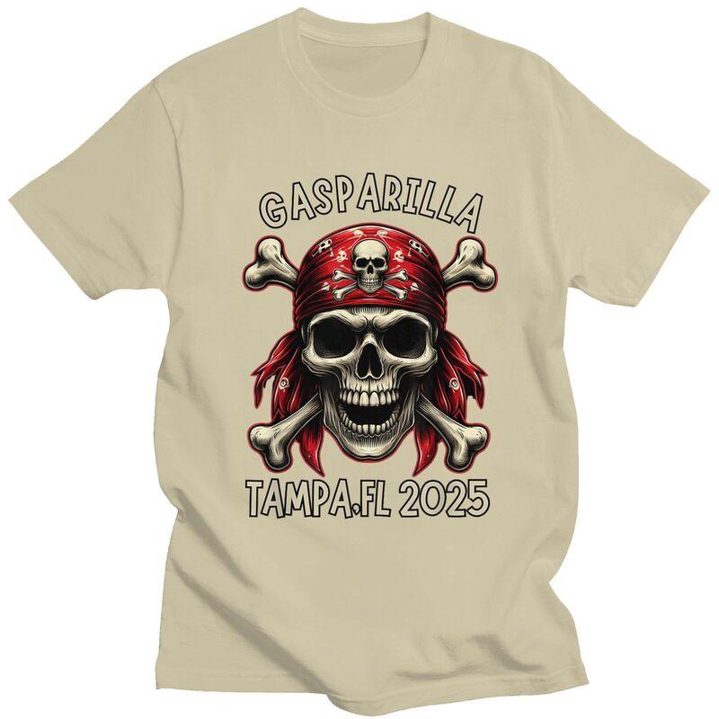 Custom Gasparilla 2025 Pirate Skull Cross T Shirts Men ShortSleeve Tshirts Streetwear Tee Pure Cotton Oversized Tshirts Gift