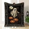 Halloween Ghost and Pumpkins Decorative RugBlanket Flannel Throw Blanket for Sofa, Bed, Travel, Camping, Office, Couch, Chair, And Bed Gift