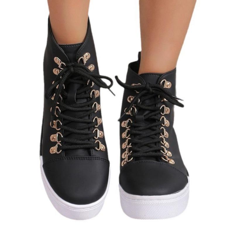 High-top Shoes Women's Thick Baseplate Shoes New Round Head High-top Casual Board Shoes Women