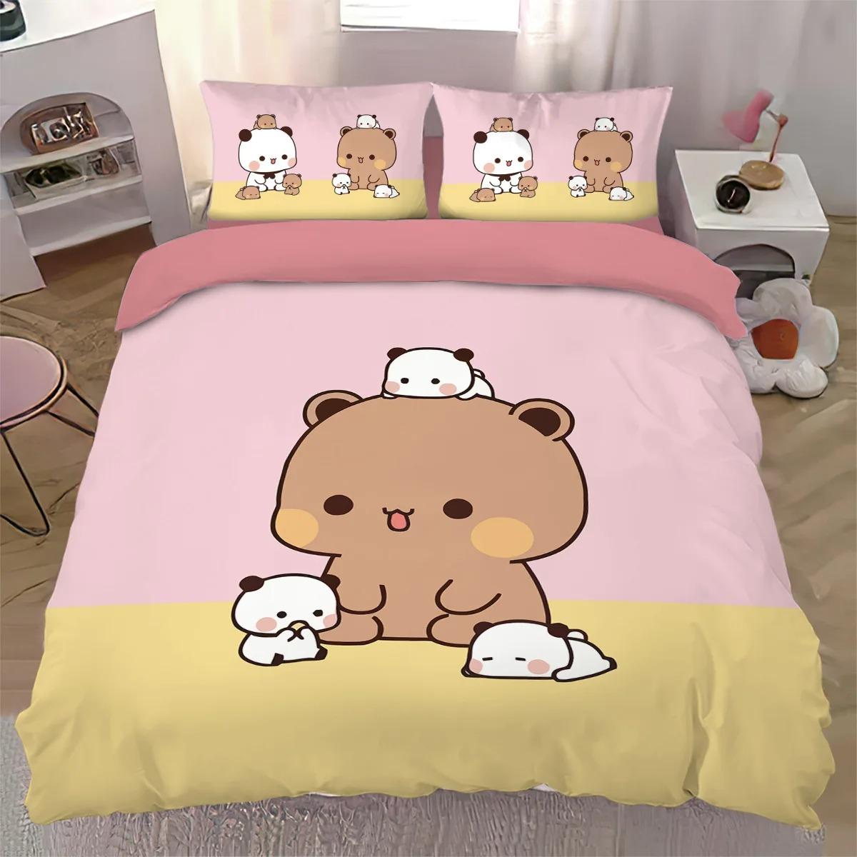 Милый комплект постельного белья с Бубу и Дуду Милые пододеяльник и наволочки Бубу Дуду Односпальный Двуспальный Queen King EU Single(135*200cm)3pcs