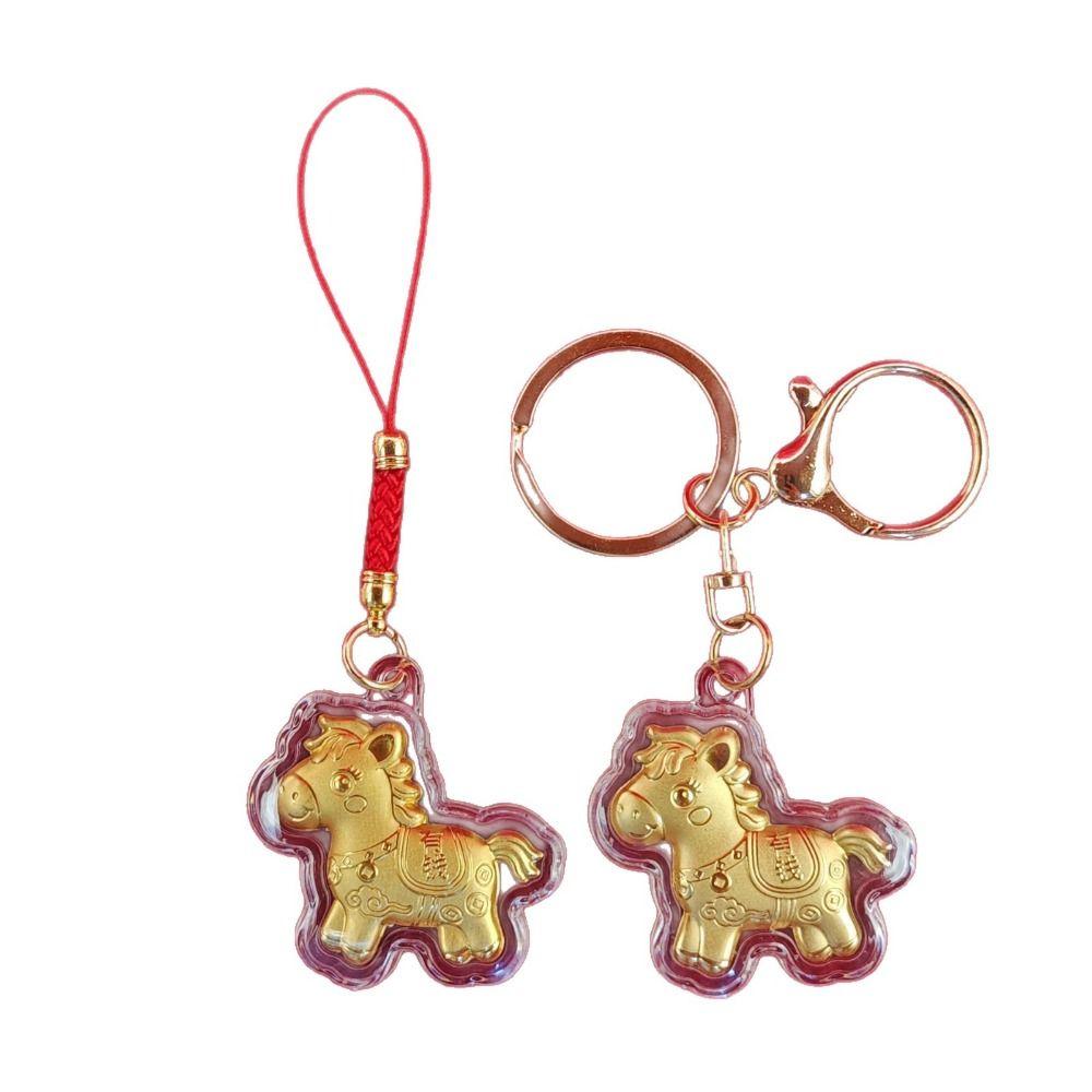 Cartoon Design Gold Horse Keychains Get Rich Zodiac Horse Keychains Bag Pendant New Year Party