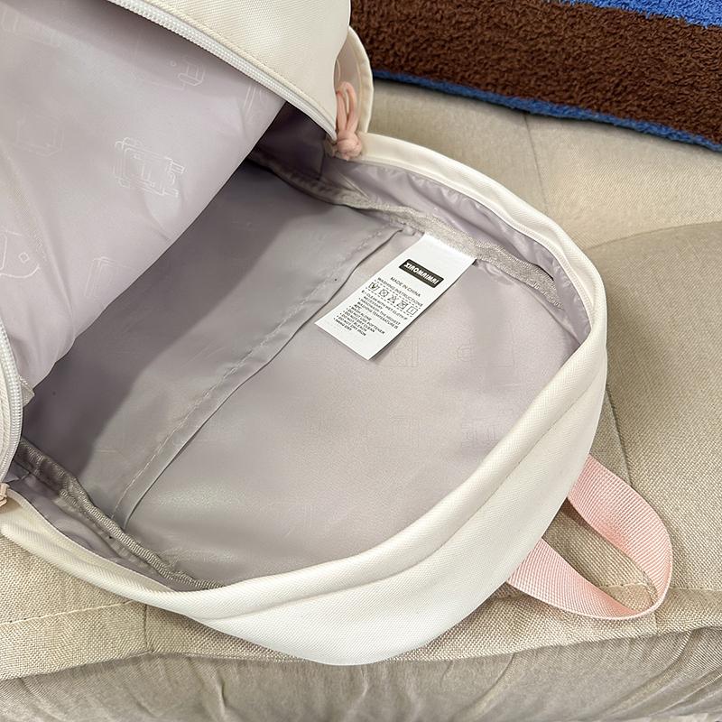 Student Schoolbag Women's Nylon Backpack Lightweight Solid Color Backpack Travel Bag