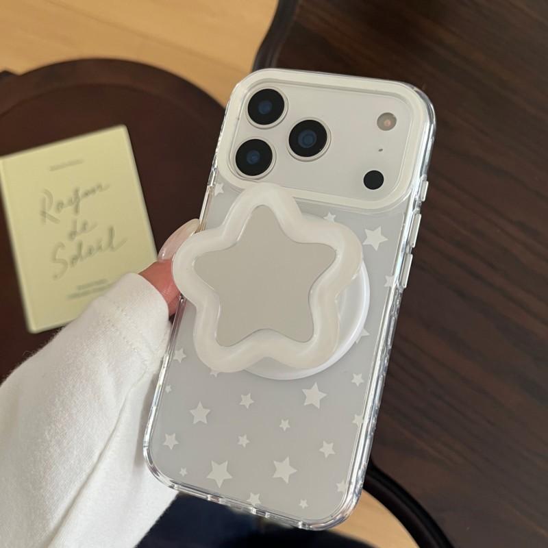For Magnetic Phone Case for iPhone 17Pro Max case 16 15 Pro Max Clear Star Pattern with Foldable Stand, Shockproof Soft TPU Cover