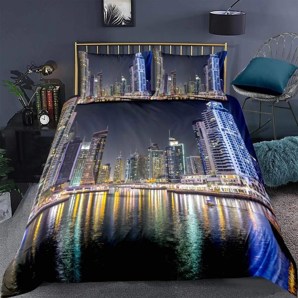 New York City Golden Arches Bridge 3D Print Bedding Set Cozy Duvet Cover King Queen Twin Single Size Birthday Gift Bedroom Decor