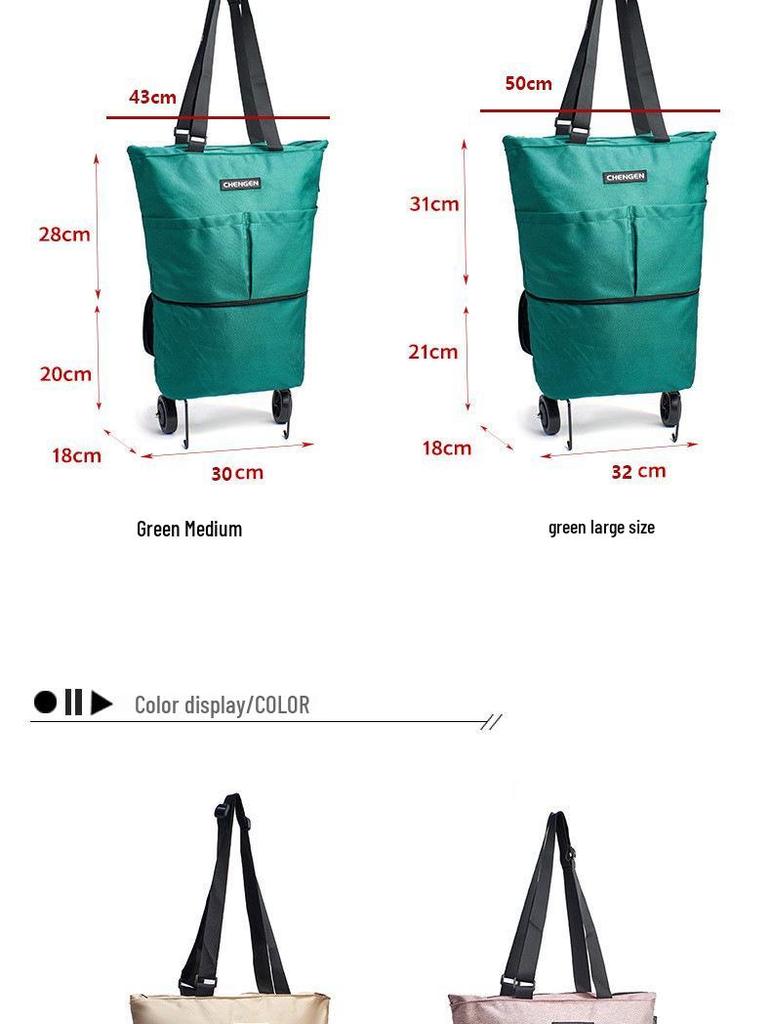 Foldable One-Way Wheel Shopping Tote – Portable, Large Capacity for Travel and Groceries