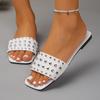 Women Slippers Leisure Anti Slip Home Sandals Slides Women Outdoor Beach Large Size Shoes Summer New Flat Bottom Rivet Slippers