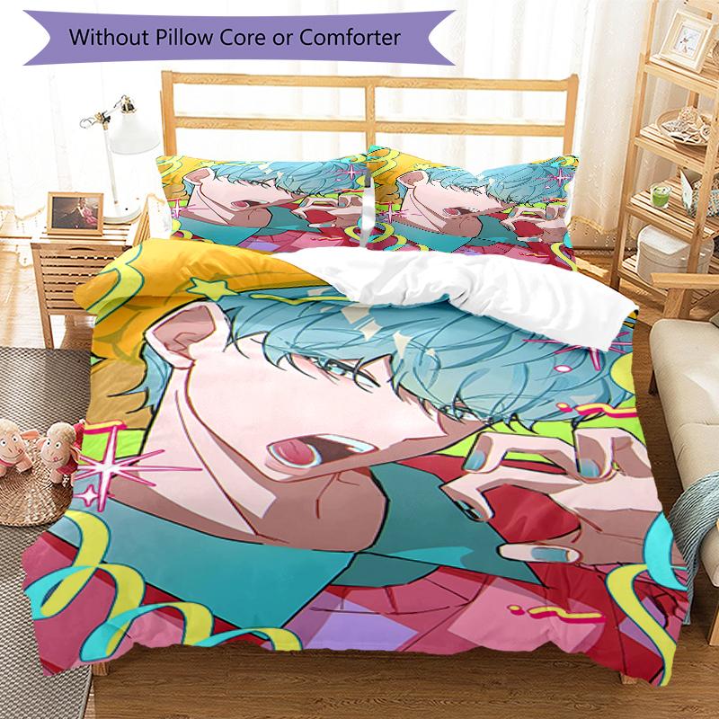 3pcs KPop Demon Hunters SAJA BOYS2 Design Cover Set - HD Printed Bedding with 1 Cover and 2 Pillowcases - Perfect for Home and Dorm Decor