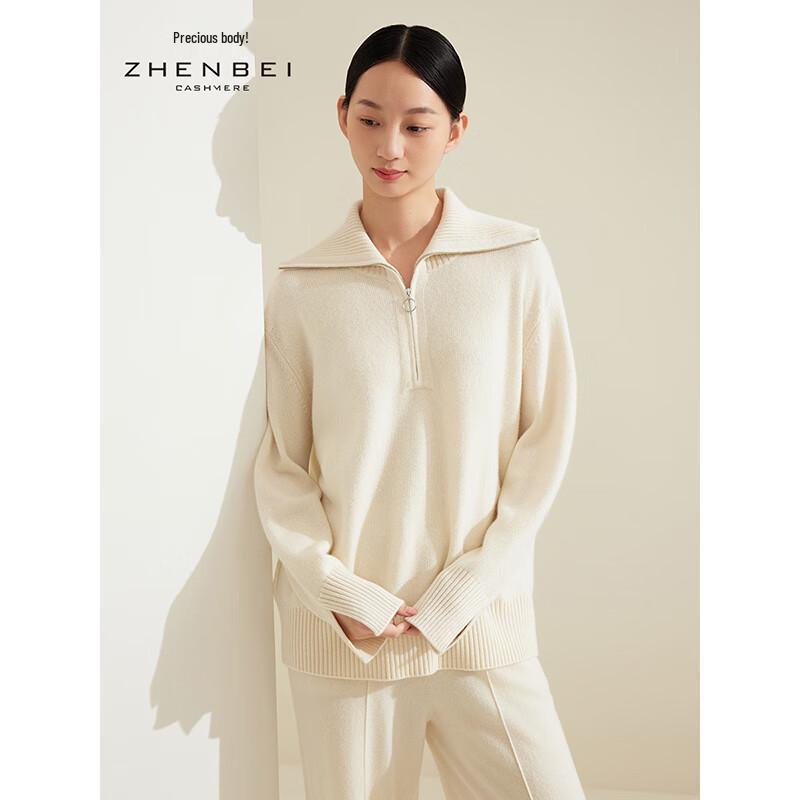 Women's Thickened Cashmere Lapel Zipper Pullover Sweater