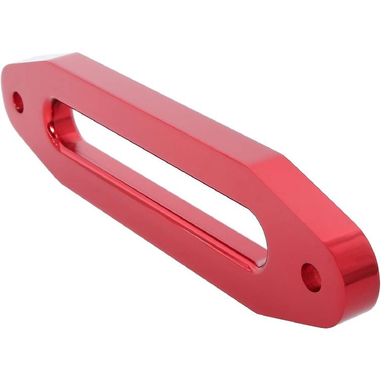 10 Inch Billet Polished Aluminum Bolt-Pattern Hawse Fairlead Synthetic Winch 8000-15000 LBs For ATV/UTV Rope Cable (Anodized Red, 10'')