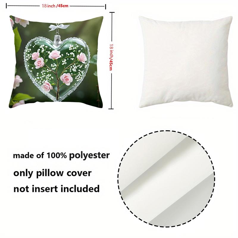 Heart-Shaped Rose Pillows with 2D Flat Printing Design Polyester pillowcase, sofa decorative cushion cov Headboard Pillow