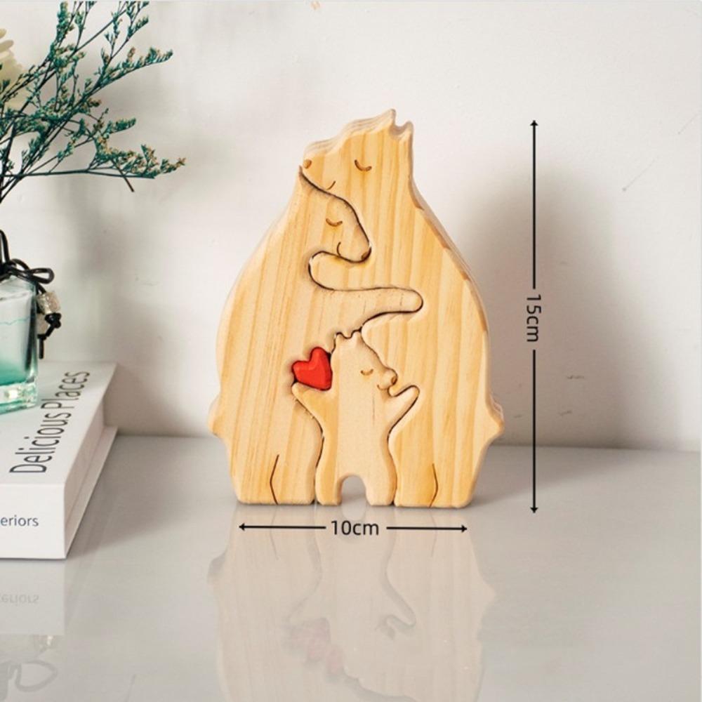 1Set Wooden Bear Family Puzzle Art Personalized Name Custom Home Decor Thanksgiving Christmas Heartwarming Gift for Baby Mom