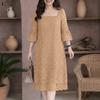 ZANZEA Women Square Collar 3/4 Sleeve Casual Lace Patchwork Elegant Dress
