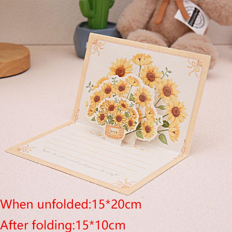 3D Bouquet Greeting Card Postcard Creative Gift Card Blessing Message Folding Card Student Stationery Supplies