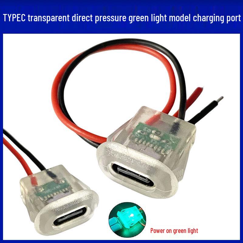 Type-C2P Transparent Green LED Desk Lamp with Oval USB-C Charging Port