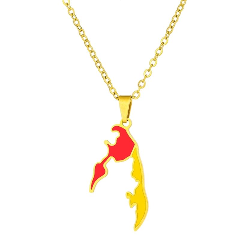 Collana Ciondolo Tamil Eelam Acciaio Inossidabile Mappa Geometrica Charms Collane Gioielli di Moda per Donne e Uomini
