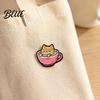 Coffee Cat Pin Cartoon Cup Brooch Kitten Enamle Lapel Pin Animal Zinc Alloy Brooch Theme Badge Clothing Accessories for Lovers