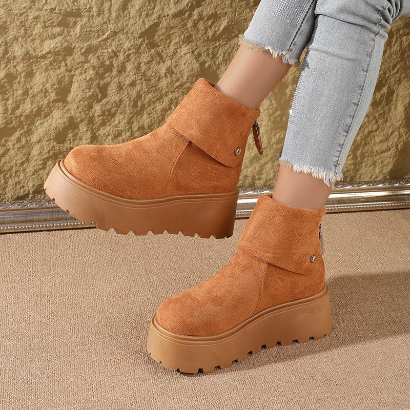 Platform Height-Increasing Women's ShoesNew autumn and winter retro fashion fleece-lined warm ankle boots