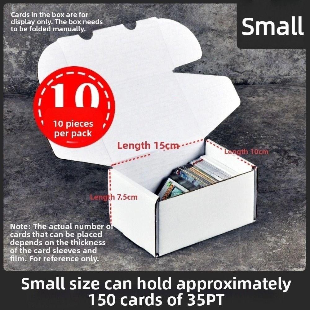 10PCS Large Capacity Trading Card Storage Box White Portable Sports Card Box Cardboard Sturdy Baseball Card Box