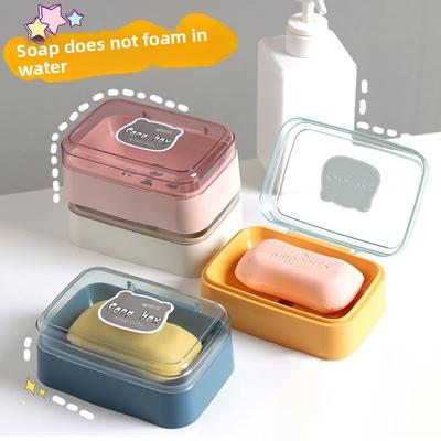 Flip-top Creative Lid-Equipped Drainable Portable Bathroom Soap Dish