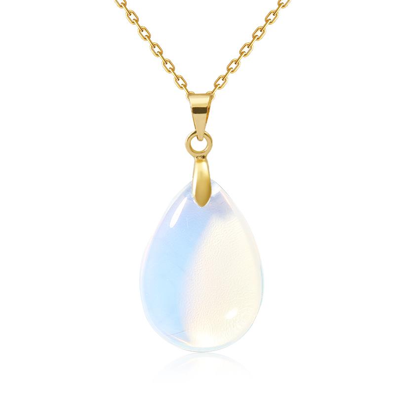 New Fashion Natural Stone Crystal Pendant Teardrop Simple Pendant Necklace Earrings Making Jewelry With Chain Collar