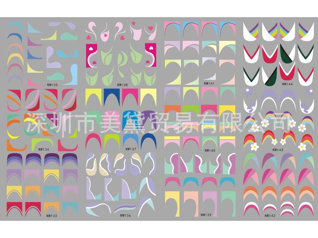 Abstrakte Smiley-Gesicht Wasseraufkleber für Nägel - Große Bögen