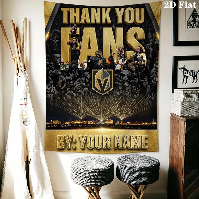 Name Custom Vegas Golden Knights Wall Tapestry Aesthetic Wall Hanging Printed Fabric Blanket Decorative Tapestries for Bedroom Living Room Home Decor