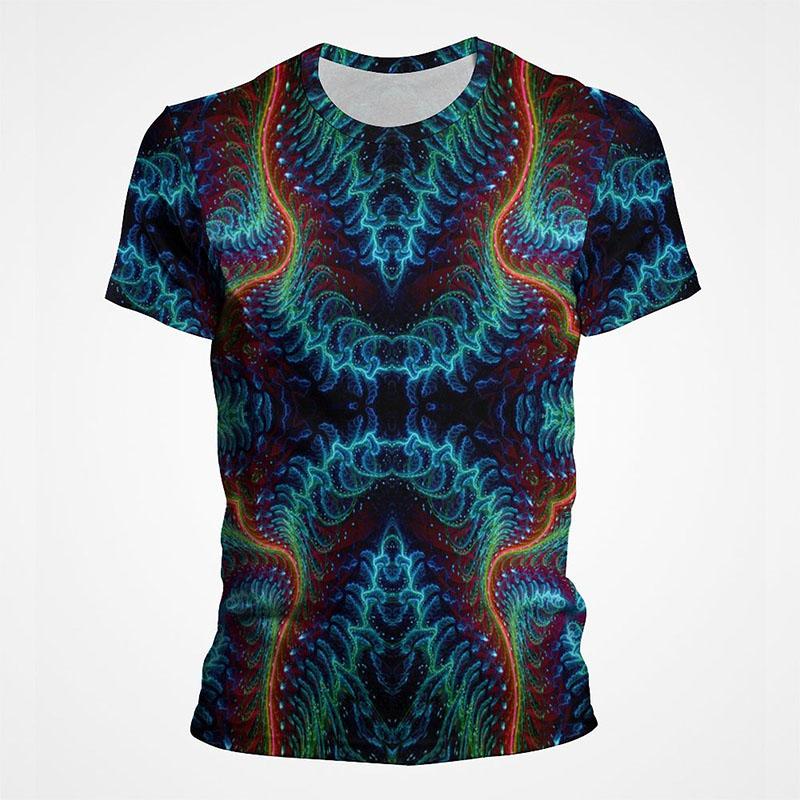 

3D printed fun pattern men s T-shirt geometric color pattern short sleeved T-shirt fashionable casual round neck T-shirt street top