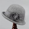 Hatt Dame høst og vinter ull varm bøttehatt Allsidig blomsterkrøllet topphatt Britisk mote ull pottelue