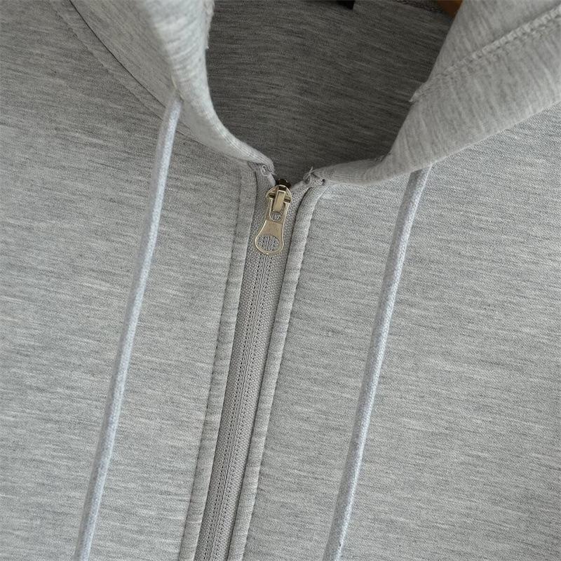 Winter Damen Reißverschluss Hoodie High Street Unisex Stil Doppelte Taschen Übergroße Lockere Sweatshirts Oberbekleidung Top