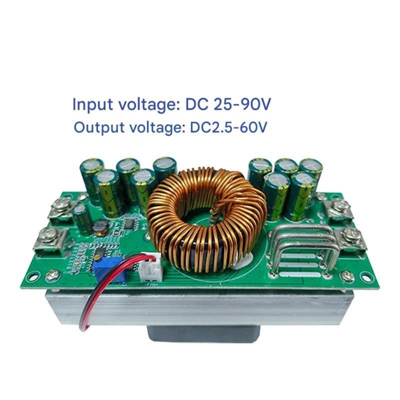 High Efficiency 1200W 1500W Stepping Down Converters Module Wide 25V-90V Input Adjustable 2.5V-60V Output Thermals Management
