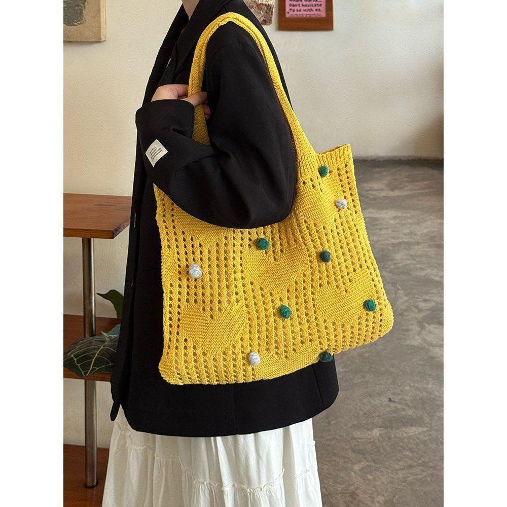 

Mori Ленивая Полая Вязаная Сумка 2025 Новая Нишевая Дизайнерская Сумка Через Плечо Сумка-Тоут для Поездок Сумка для Покупок