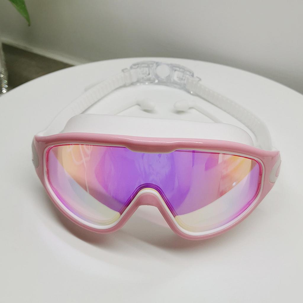 Swim Goggles Wide View Waterproof Anti Fog Swimming Goggles Dazzling Glasses Swim Glasses with Earplugs for Swimming Diving Water Sports