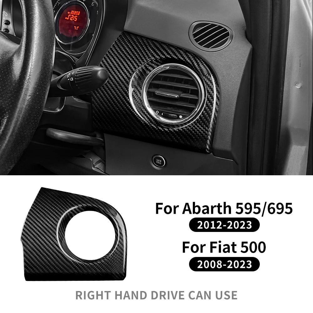 Für Fiat 500 2008-2023 Abarth 595 695 2012-2021 2022 2023 Echter Hart-Kohlefaser-Aufkleber Rechtslenker Auto Fahrerseite Lüftungsdüsen-Panel