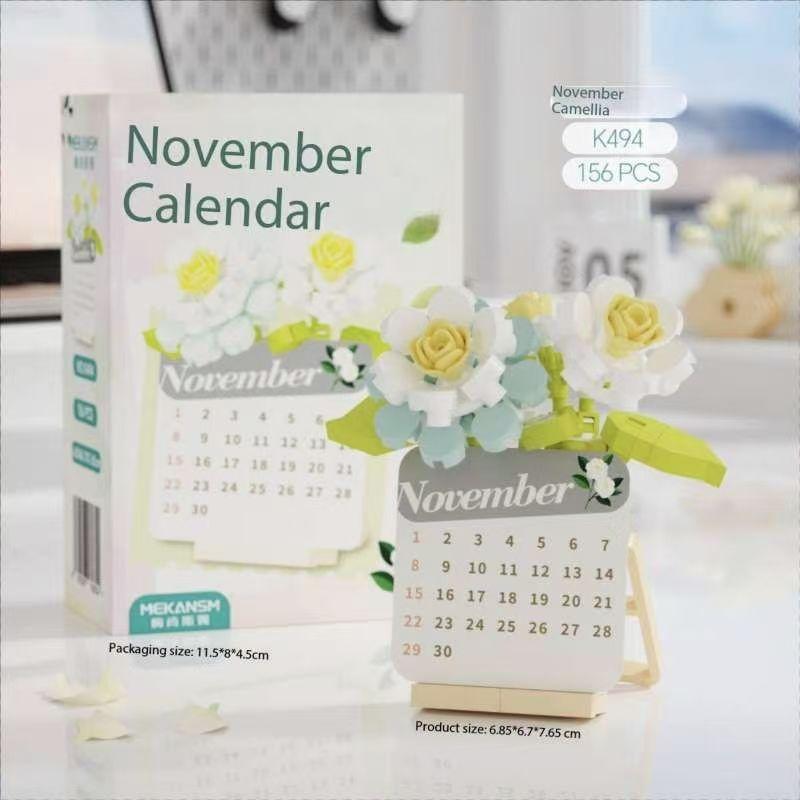Non-Toxic Succulent Plant Building Blocks 3D Puzzle Calendar - Educational Stem Toys For Children Kids Students Creative Desktop Decor